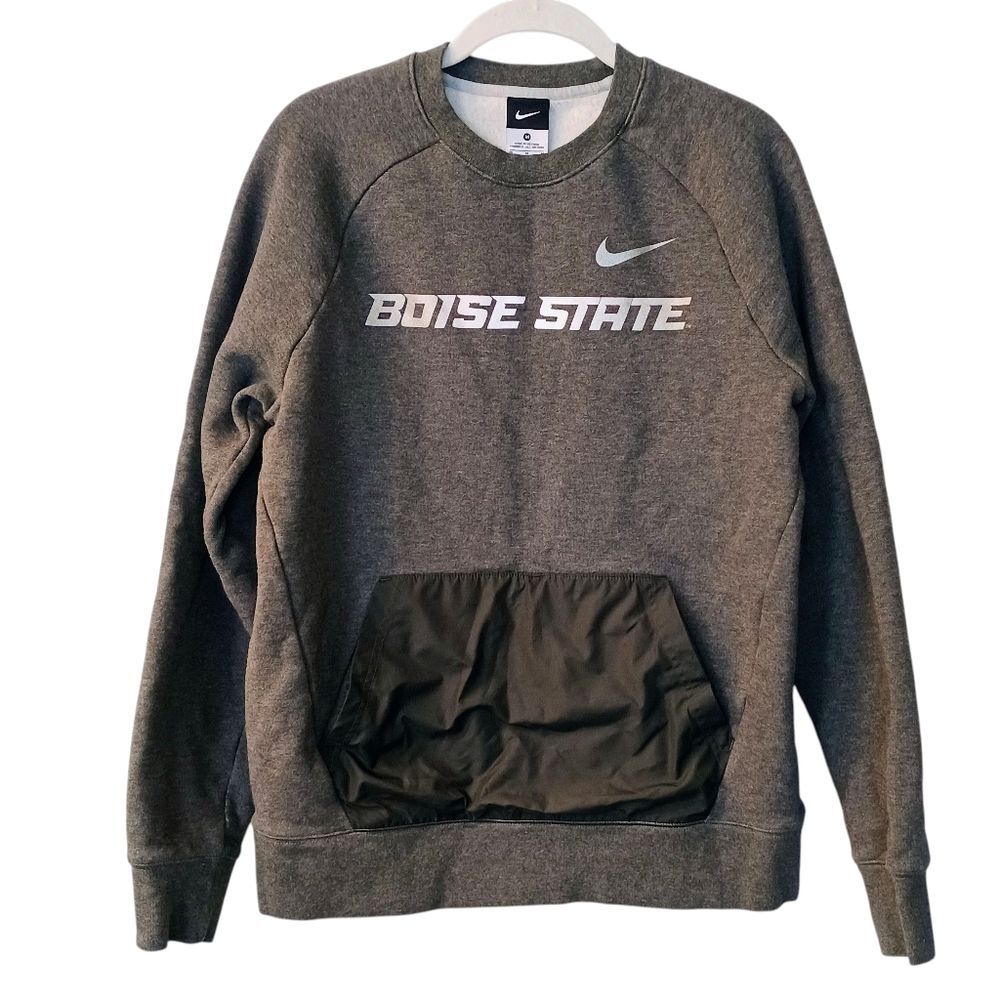 Men's Nike Boise State Broncos Gray Crew neck Pullover Sweatshirt Size Medium